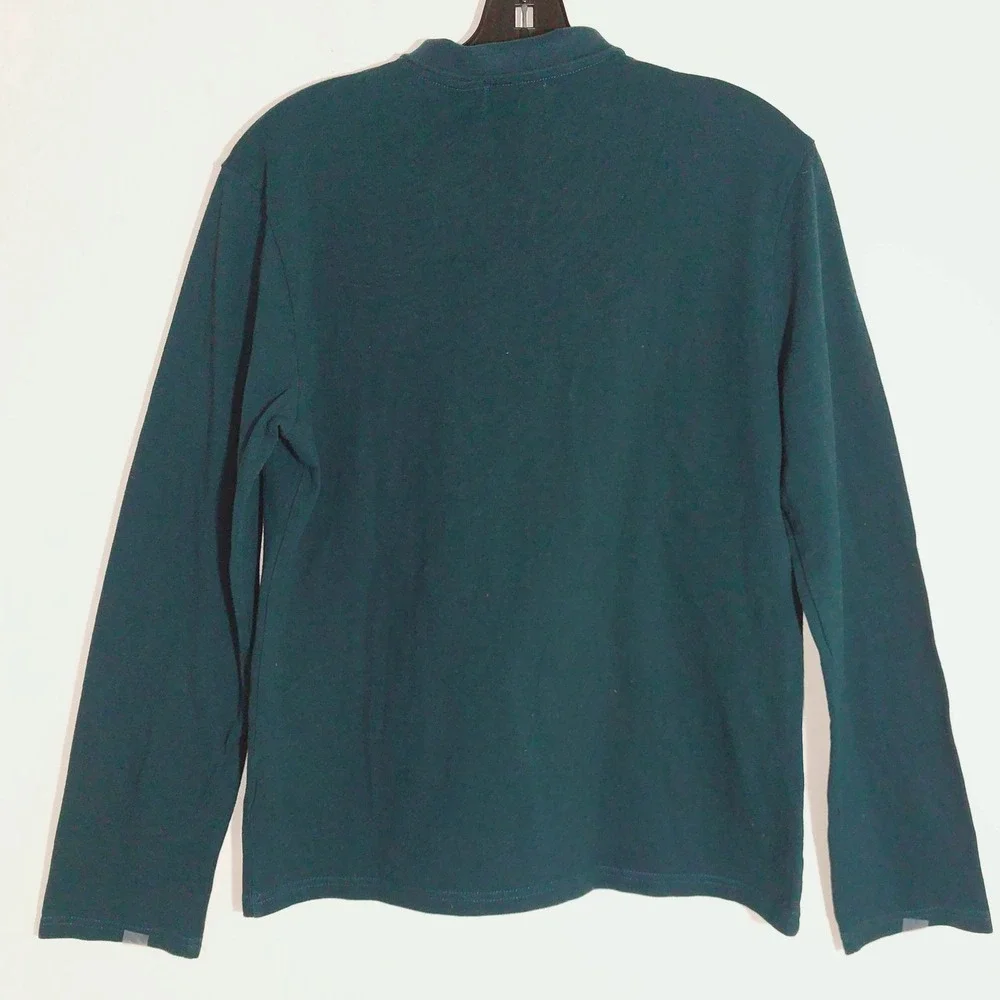 The Key Women's Long Sleeve Polo Shirt Collared Top Forest Green Size S EUC - Picture 2 of 10